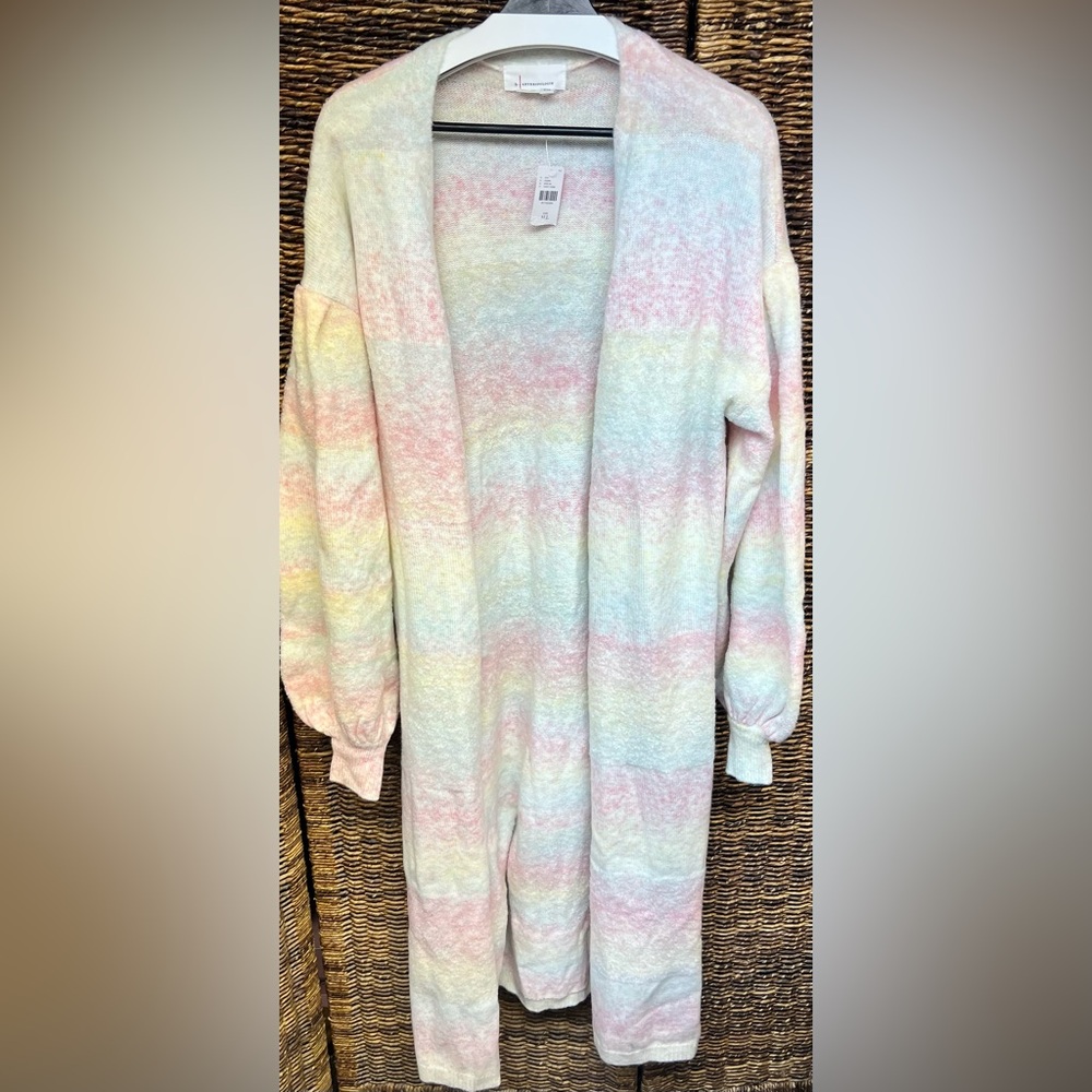 Anthropologie Multicolor Pastel Cardigan- Ombré Duster- One size, New with tags
